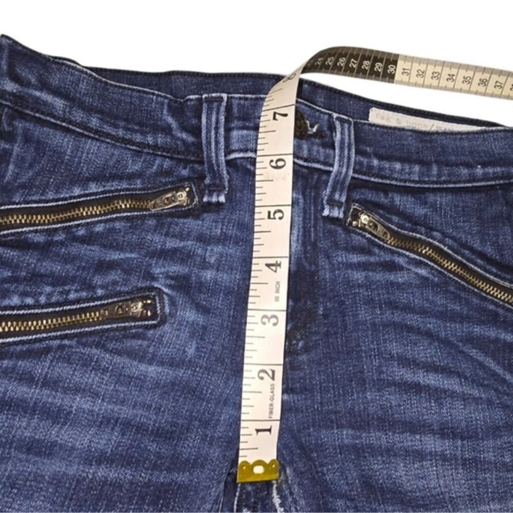Rag & Bone Kensington Moto‎ Skinny Jeans Dark Indigo Ankle Zip W1522K520ND Sz 25 - Picture 7 of 13
